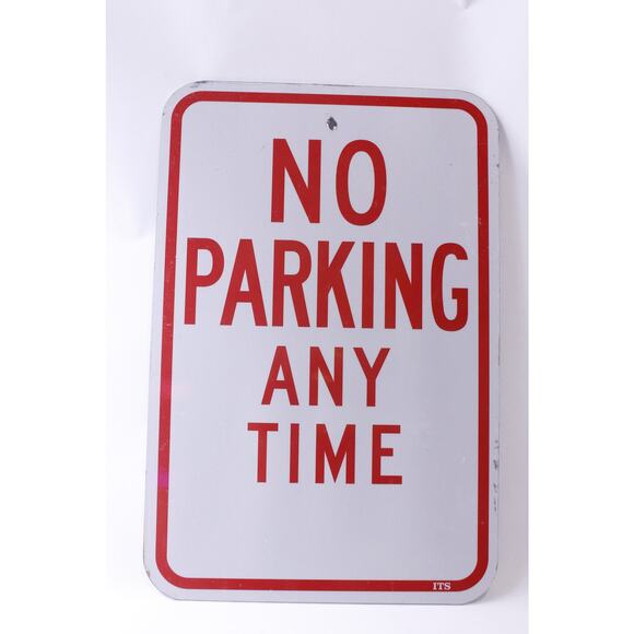 No Parking Any Time, Traffic Sign, Red Letters on White Background, Road Sign, - Picture 1 of 3